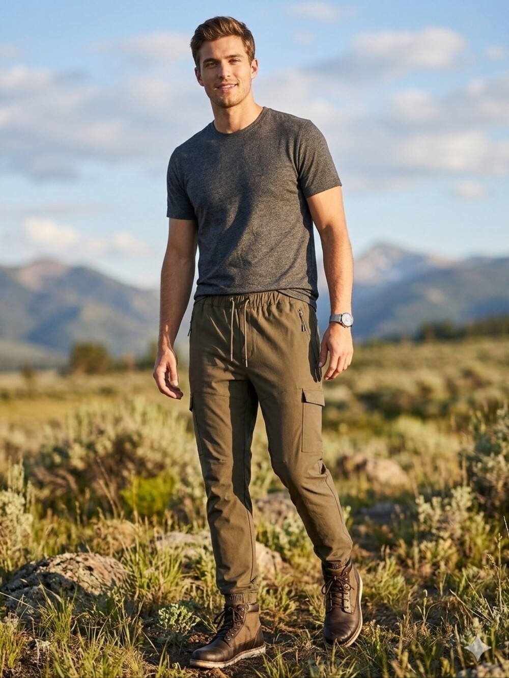 Fried Denim Forest Green Workwear Cargo Joggers Men's Size L Outdoor Hiking